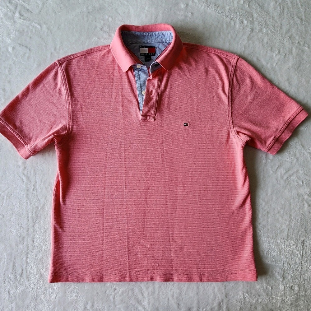 Tommy Hilfiger Polo Shirt Mens Small Pink Short Sleeve Pique Preppy Classic Work - Picture 6 of 10